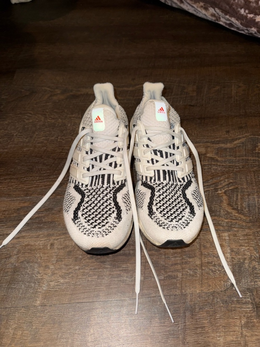 Adidas Ultra Boost White and Black Knit Sneakers